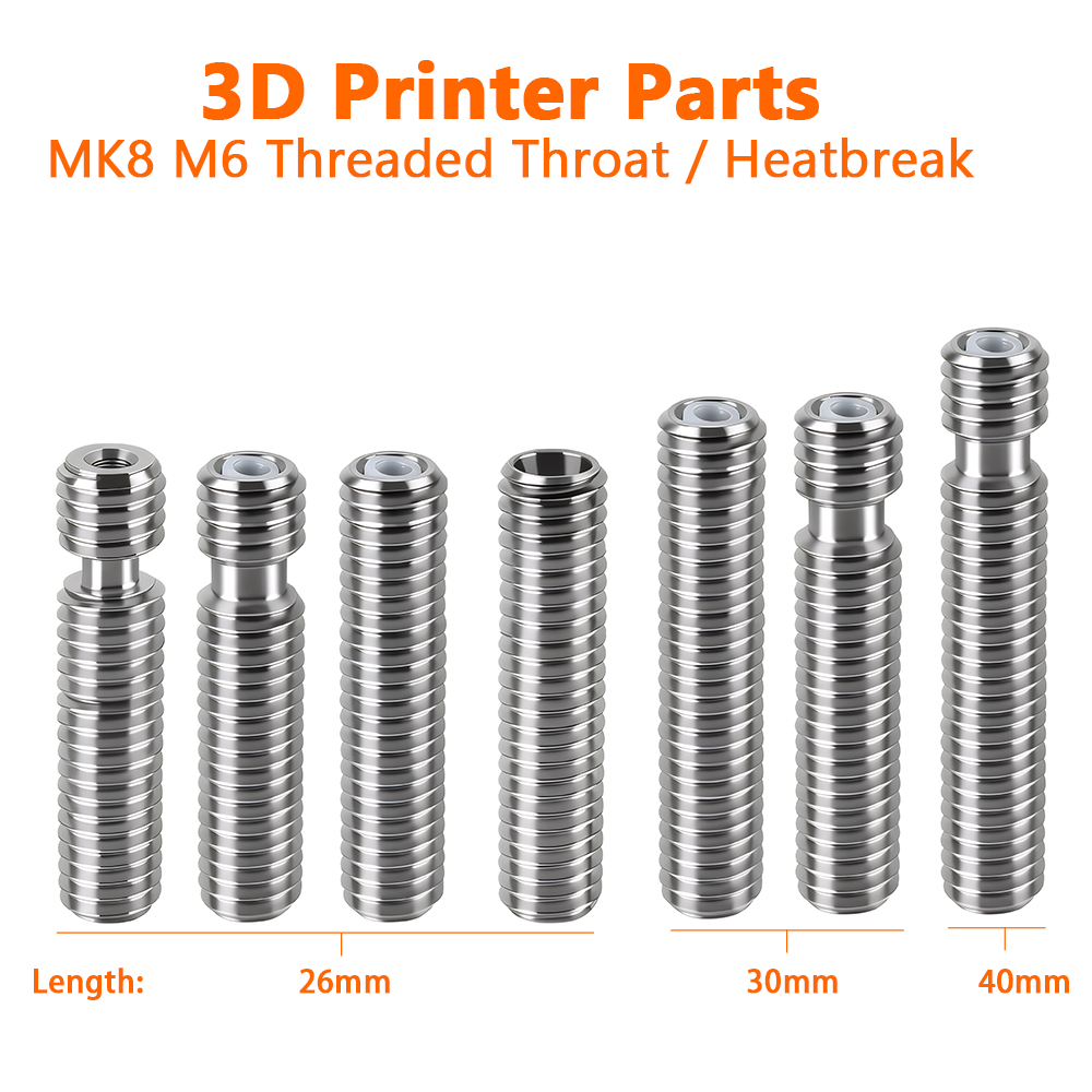 Ptfe Tape Thread - M6スロート26mm 30 mm 40mm伸縮式押出機印刷部品,mk8用IPTVパイプ付き,1.75mm