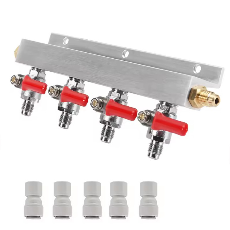 Push Fit Connector - IMAICTUU 4ウェイガス分配器CO2ディストリビューターマニホールド、7/16