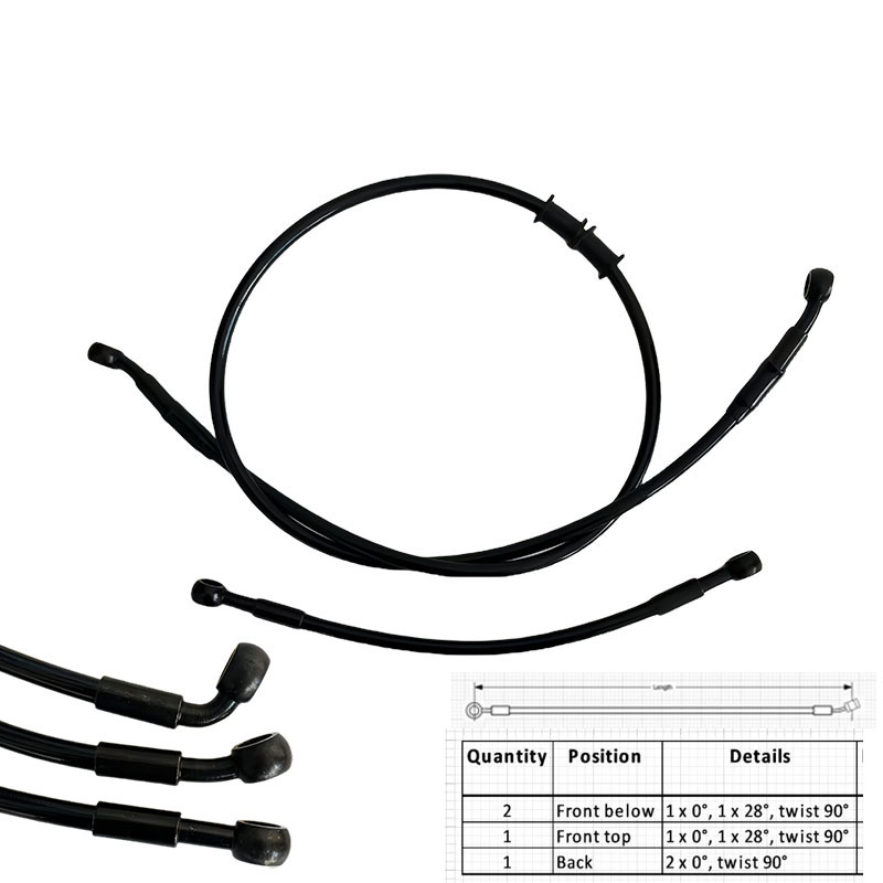 Ptfe Tape Thread - 編組油圧ブレーキホース,強化ブレーキクラッチパイプ,フロントおよびリア,ptfe,an3,m10,0 °, 28 °, 90 °