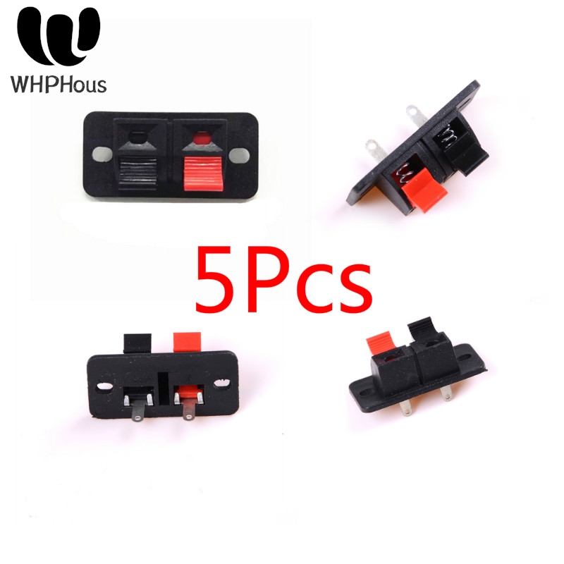 Push Fit Connector - 5個2位置コネクタ端子プッシュジャックばね荷重2ウェイ2ピン春プッシュリリースホームオーディオスピーカー端子