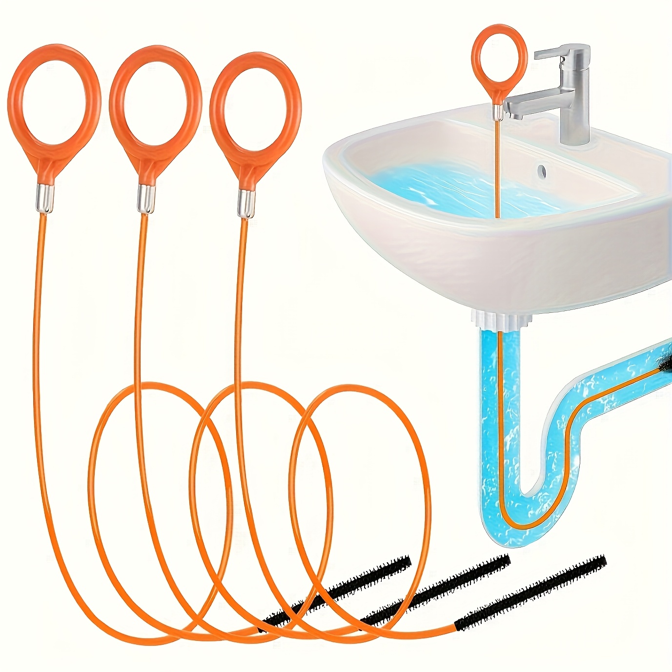 Drain Snake Flexible - シンクの髪の毛除去ツール、柔軟で壊れにくい配管用スネーク排水管クリーナー、シャワー、浴槽、キッチンシンク用