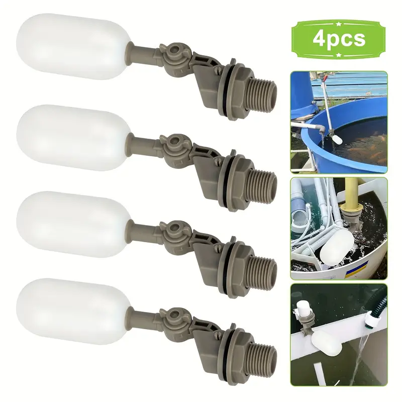 Float Ball Valve - 4 個農場牛プラスチック水フロートボールバルブシャットオフ 1/2 インチ自動フィードフィル水槽水族館水加湿器バルブ