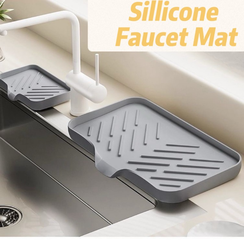 Silicone Tap Washer - 自動排水式石鹸置き シリコン製 キッチンシンク用石鹸皿 スポンジトレイ クリエイティブな洗浄台用石鹸トレイ 穴あけ不要の排水ラック