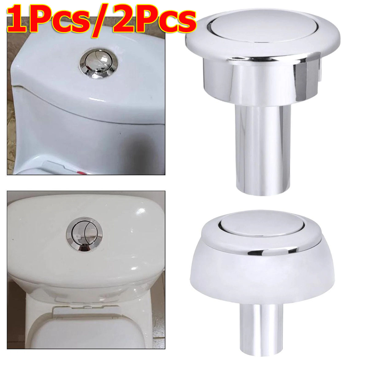 Toilet Fill Valve - 1 個/2 個 48 ミリメートルトイレシングルプッシュボタンフラッシュトイレタンクボタンアクセサリー ABS