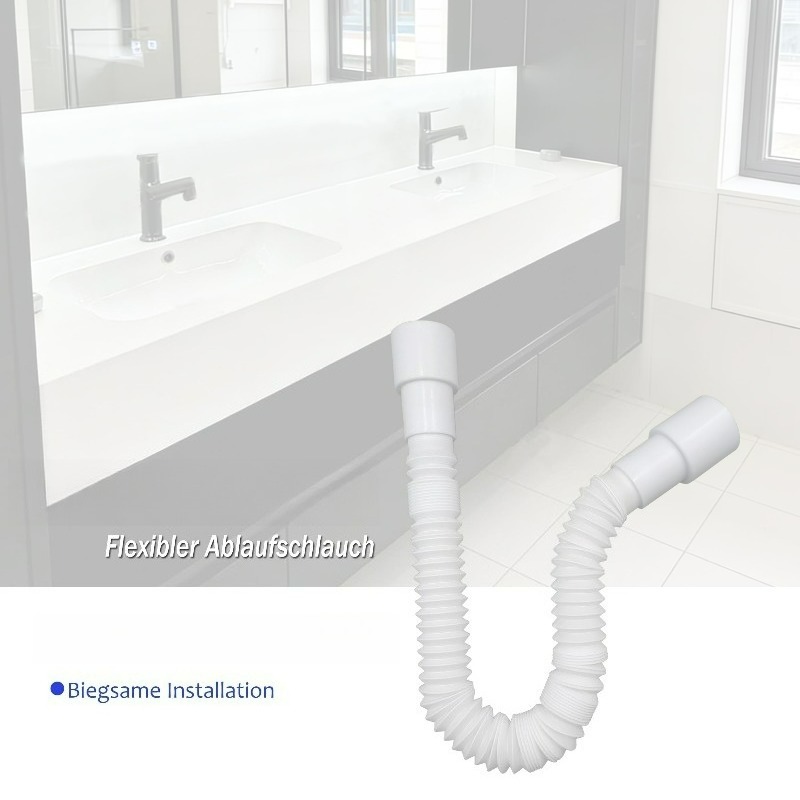 キッチンシンク/洗面台用フレキシブル排水管、伸縮式400-8 - Flexible Hose Braided のレビューと価格